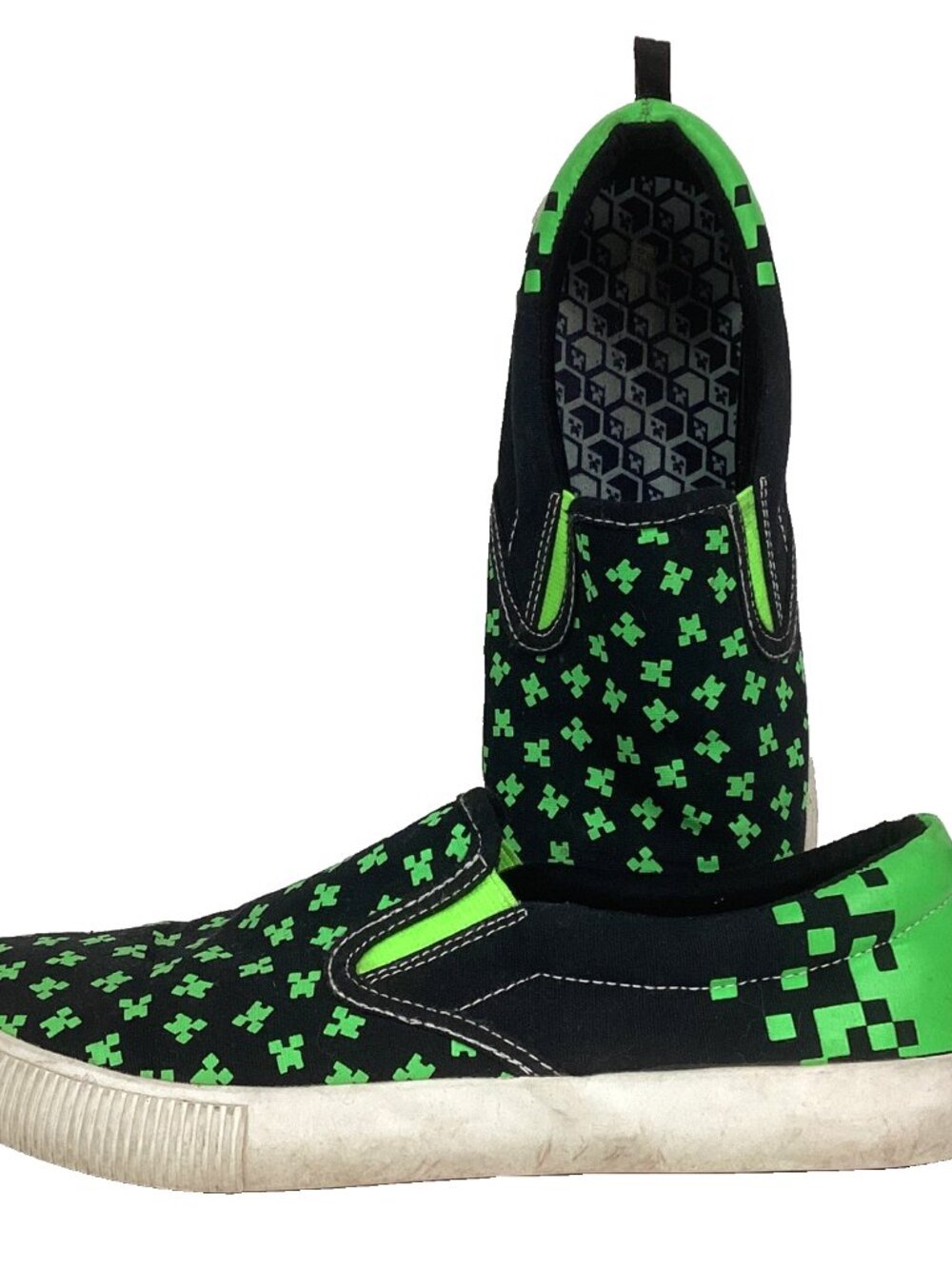 Mojang Minecraft Creeper Shoes - Men's Sz 6 - Black & Green - Low Sneakers